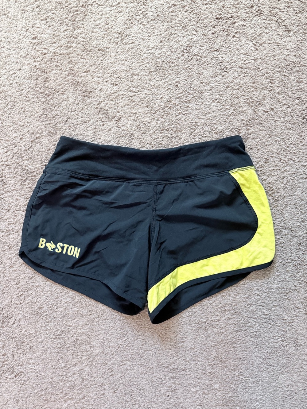 Rabbit 2019 boston kit black running Shorts with Neon Yellow Accent